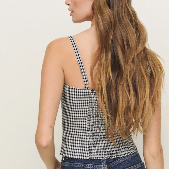 Reformation Hattie Linen Top Remy Check - Picture 4 of 7